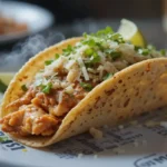 A golden, cheesy Chicken Taco Bake served in a baking dish, garnished with fresh cilantro.