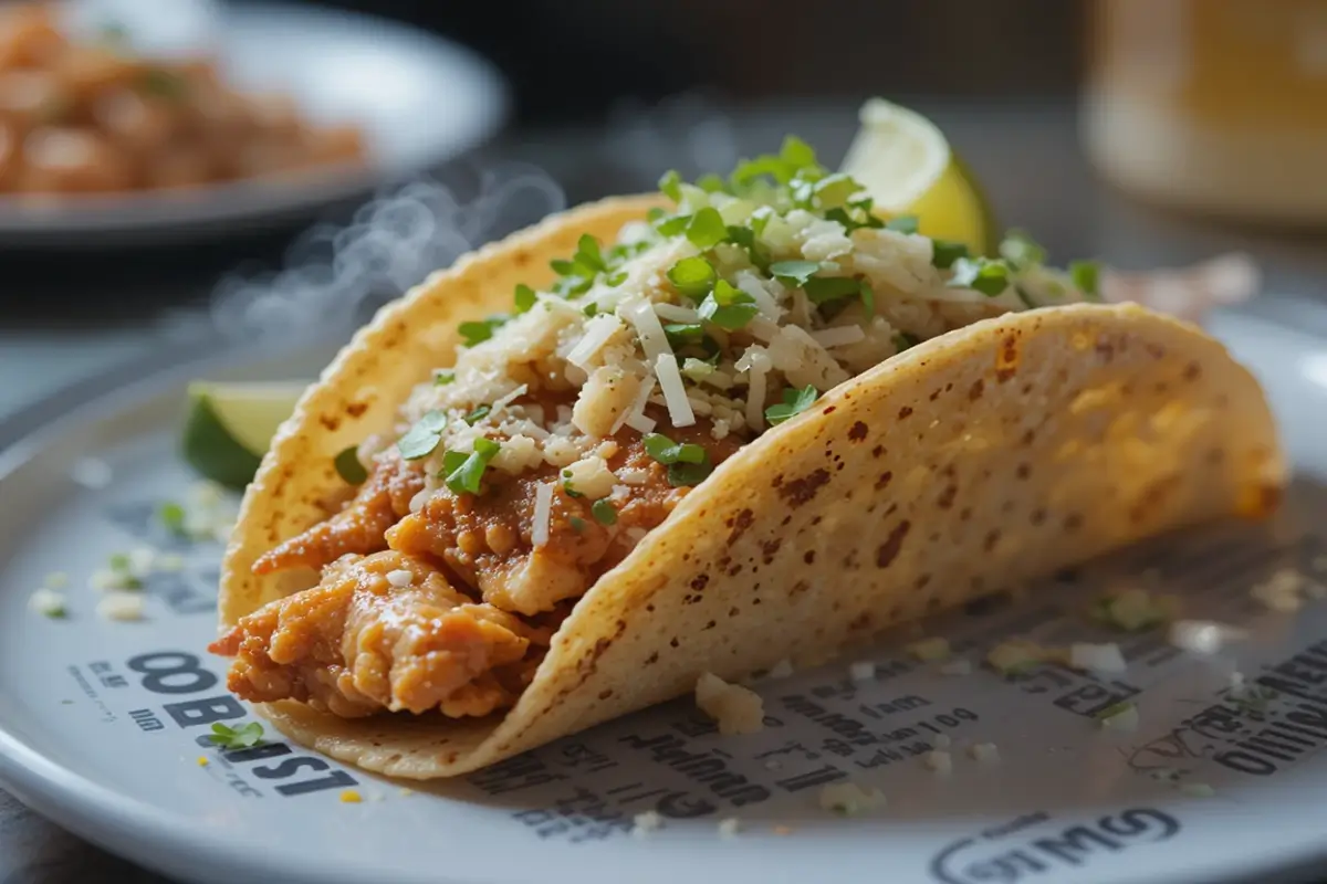 A golden, cheesy Chicken Taco Bake served in a baking dish, garnished with fresh cilantro.